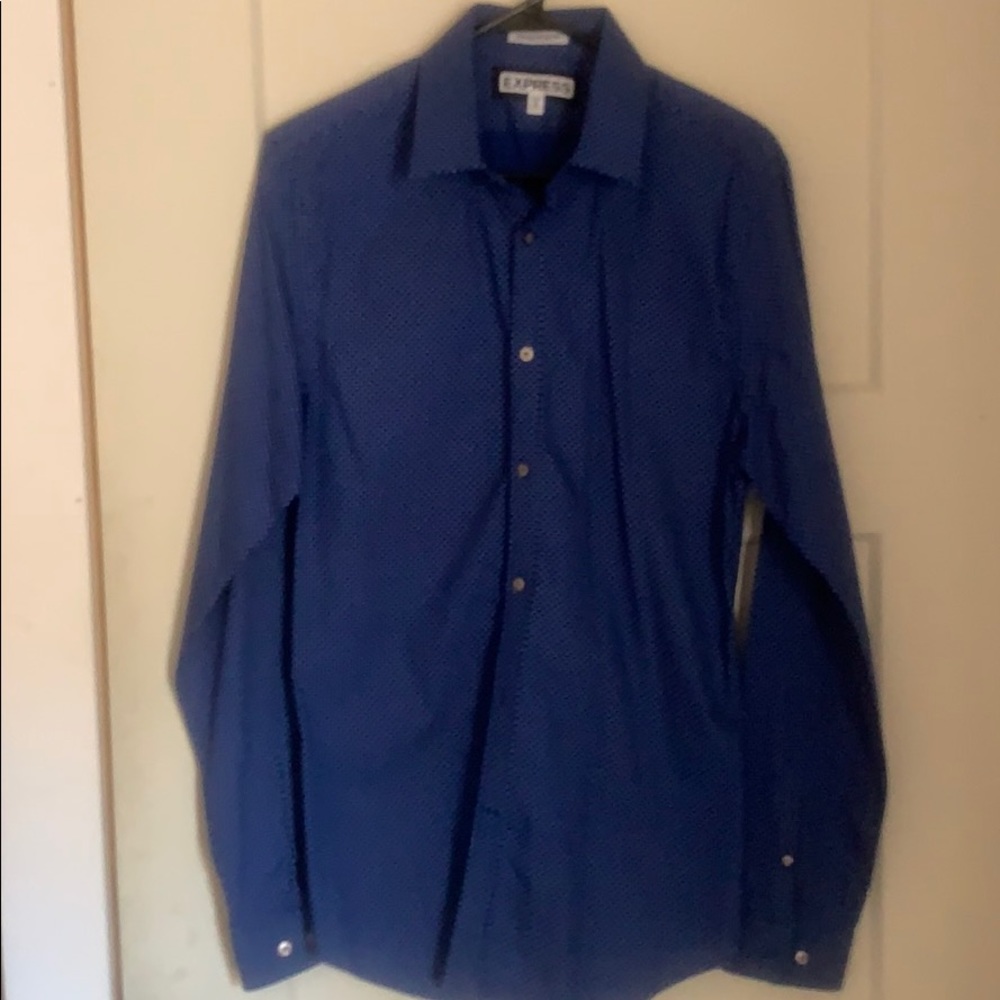 Blue and white micro dot Express shirt